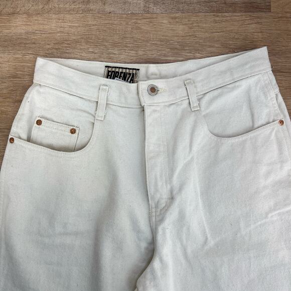 Vintage Forenza Ivory Denim Jeans Tapered Leg High Waisted 90s - Picture 2 of 9